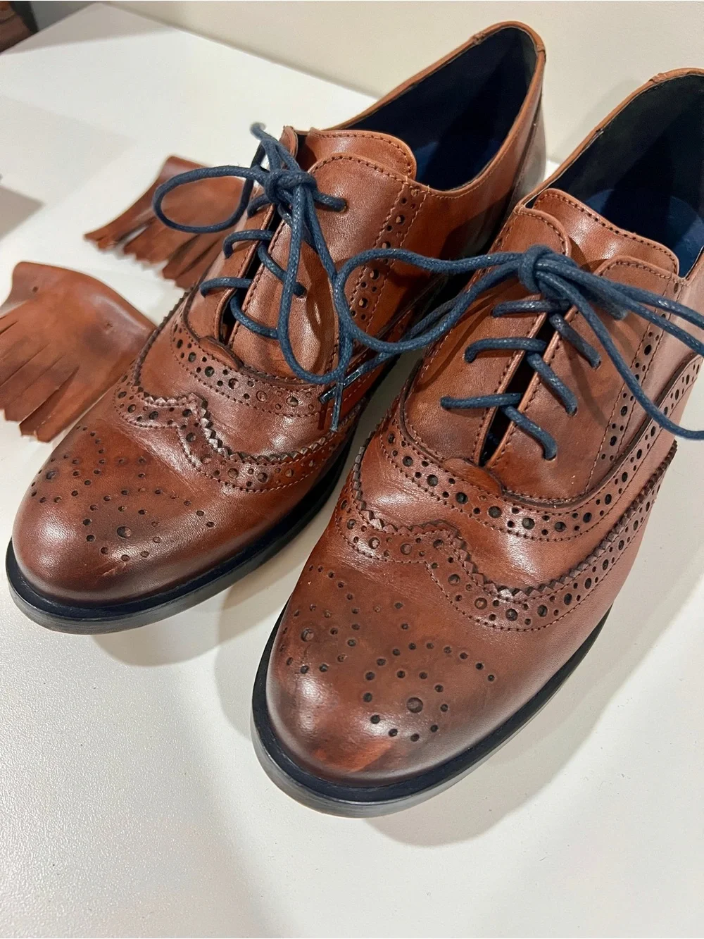 GIROTTI Women’s Custom Brown Leather Wingtip Brogue Oxford Lace Up Shoes Size 39